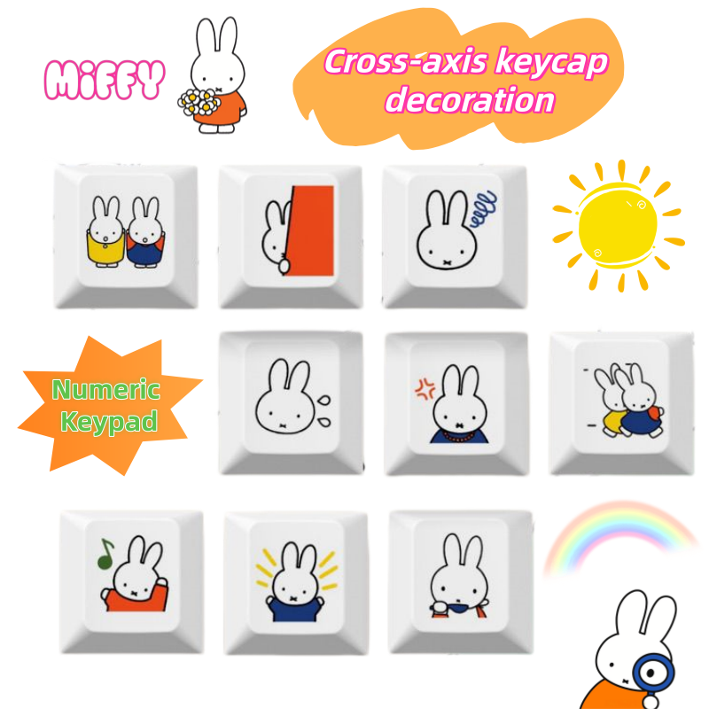 Model Kit New - Neue Miffy-Kaninchen-Cartoon-Tastenkappe, niedliche, kreative, blickdichte PBT-Tastenkappe