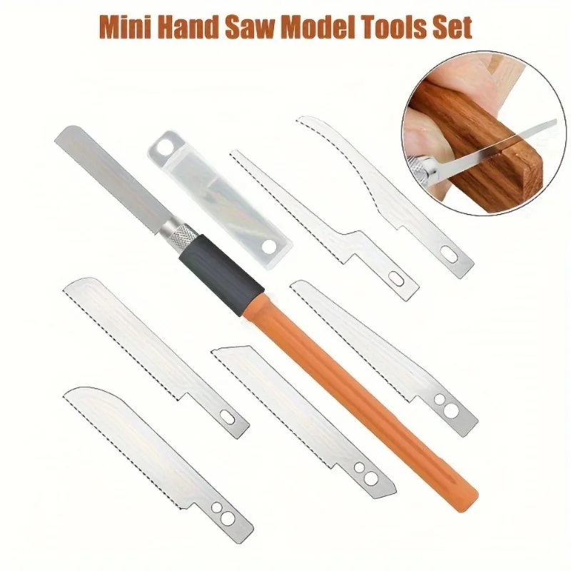 Model Kit Cutter - 8-teiliges Mini-Handsägen-Modell-Bastelset, DIY-Präzisions-Hobbymesser mit austauschbaren Stahlklingen