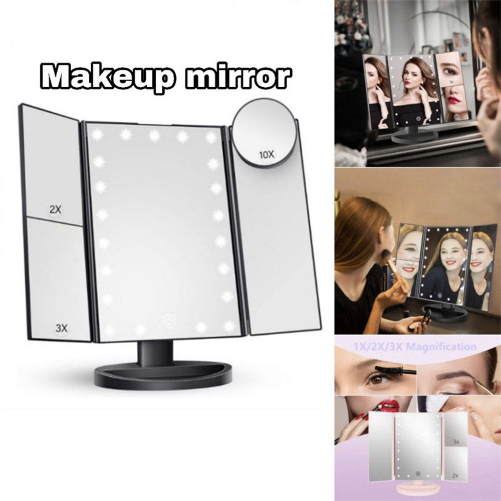 Magnifier With Light - Klappbarer Badezimmer-Schminkspiegel, 2-fach 3-fach Vergrößerungsglas mit