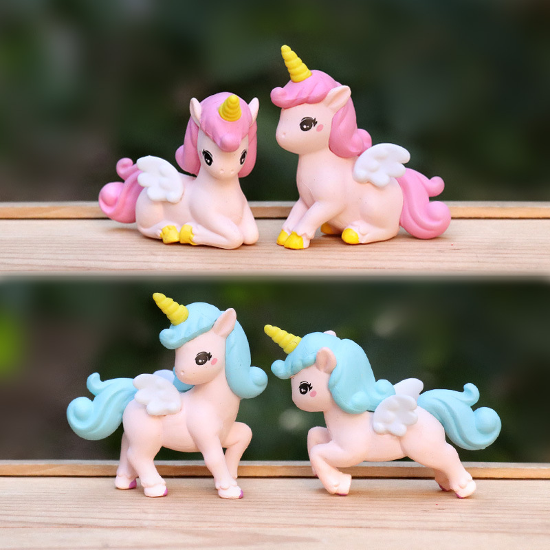 Model Kit Unicorn - 4 Stück/Set Anime Einhorn Q-Version Kawaii