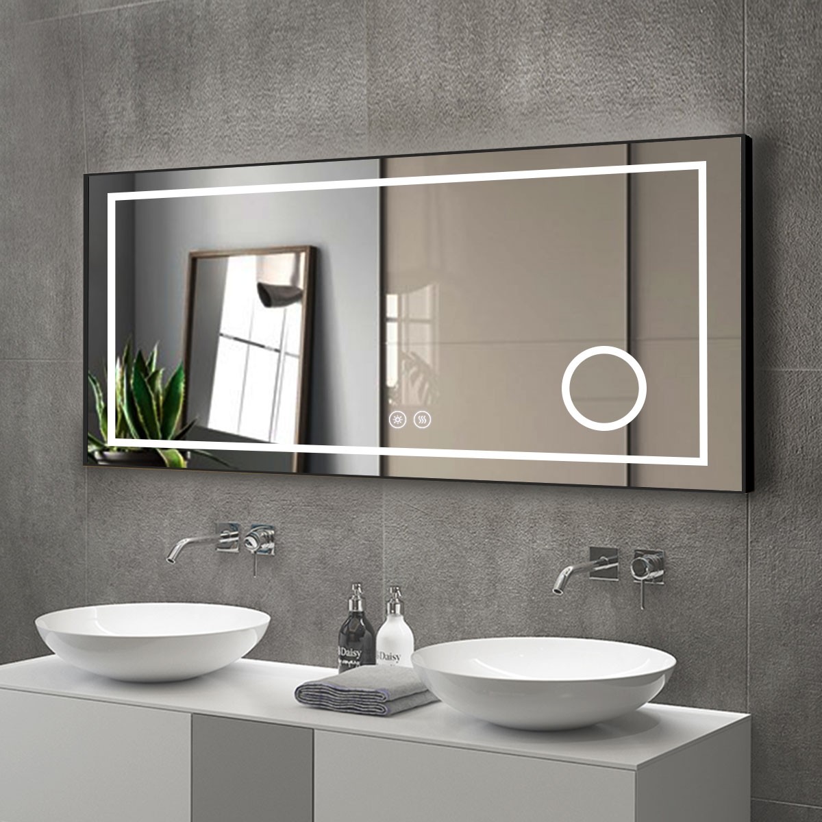 Magnifier With Light - Maßgefertigte Wandmontierte Kosmetikspiegel Vergrößernder LED-Smart-Badezimmerspiegel Mit