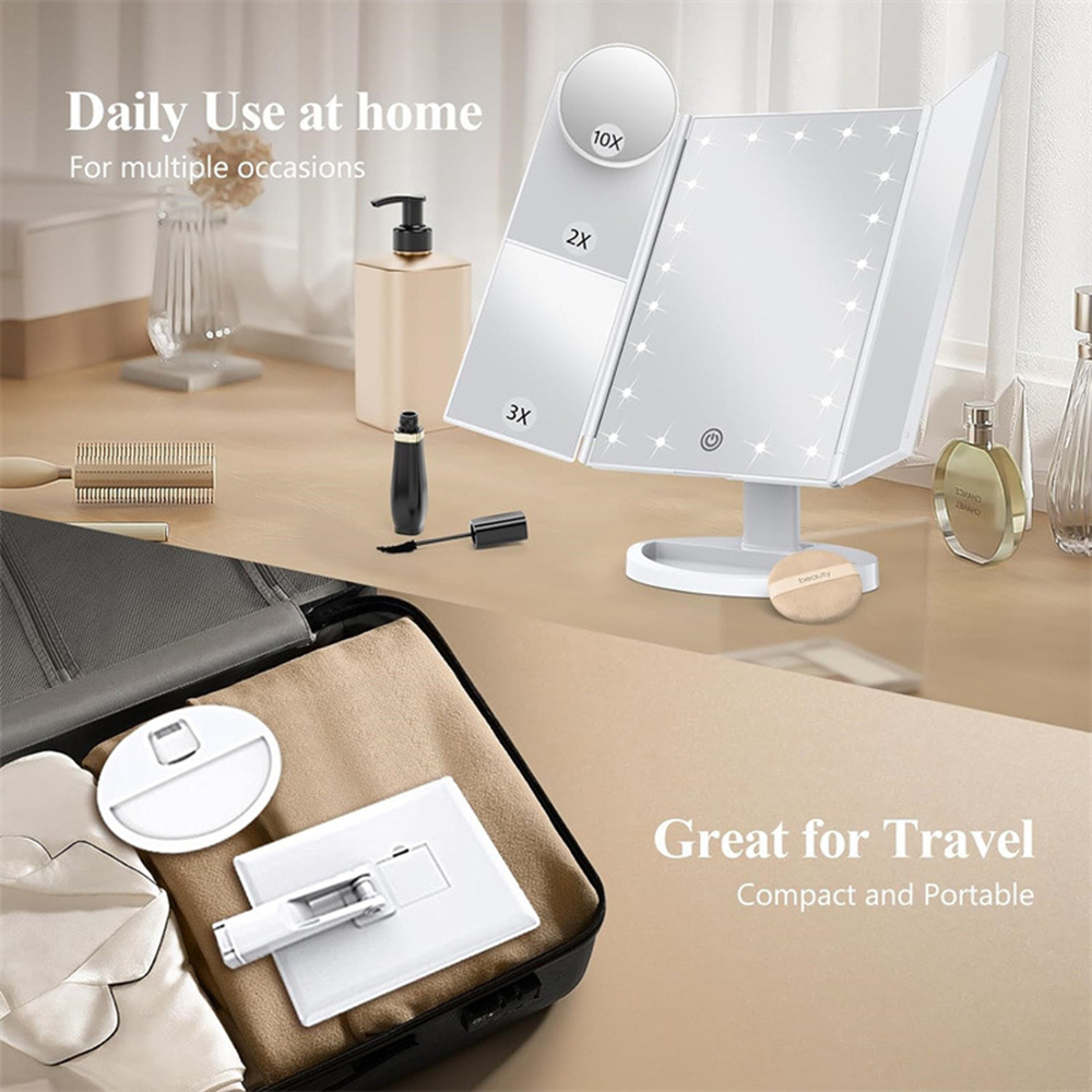 Klappbarer Badezimmer-Schminks – Magnifier With Light Bewertung und Preis